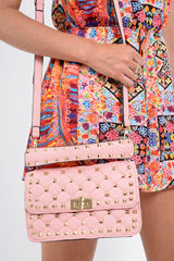 Pink Gold Studded Cross Body Bag - Giabella-Bags