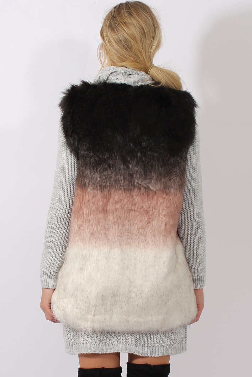 Pink Gradient Faux Fur Gilet - Briella-Jackets