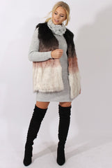 Pink Gradient Faux Fur Gilet - Briella-Jackets