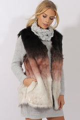 Pink Gradient Faux Fur Gilet - Briella-Jackets