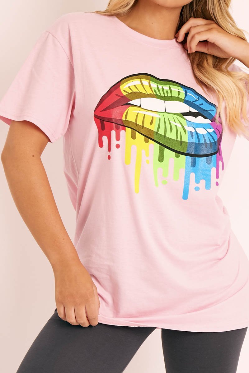 Pink Graphic Print T-shirt - Carolann-T-shirt