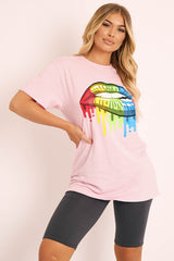 Pink Graphic Print T-shirt - Carolann-T-shirt