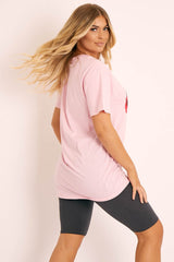 Pink Graphic Print T-shirt - Carolann-T-shirt
