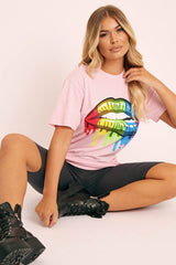 Pink Graphic Print T-shirt - Carolann-T-shirt