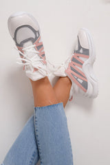 Pink Grey Detail Chunky Trainers - Kianny-Trainers