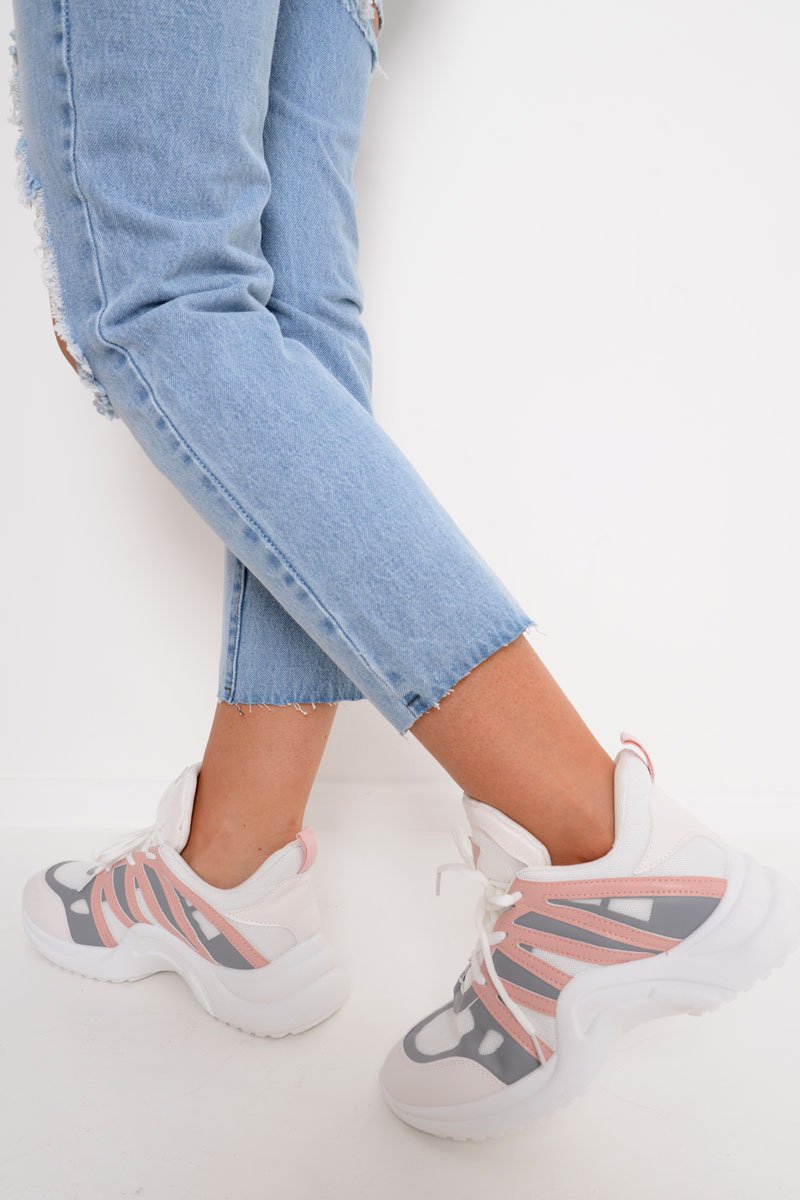 Pink Grey Detail Chunky Trainers - Kianny-Trainers