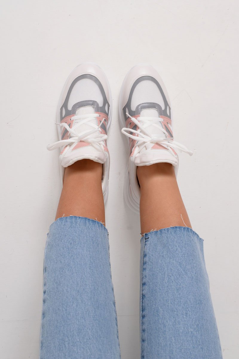 Pink Grey Detail Chunky Trainers - Kianny-Trainers