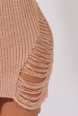 Pink High Neck Cut Out Distressed Jumper Dress - Adalyn-Jumper