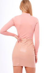 Pink High Neck Eyelet Detail Bodysuit - Maddison-Bodysuits