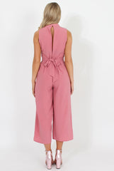 Pink High Neck Jumpsuit - Carla-Jumpsuits