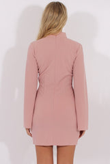 Pink High Neck Split Sleeves Bodycon Dress - Lumi-Dresses