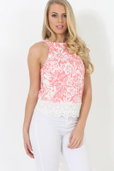 Pink High Neck Top - Ruby-Tops