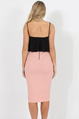 Pink High Waisted Midi Skirt - Bobbie-Skirts