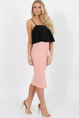 Pink High Waisted Midi Skirt - Bobbie-Skirts