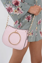 Pink Hoop Handle Cross Body Bag - Adelene-Bags