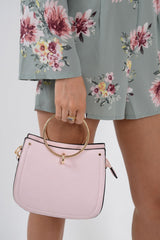Pink Hoop Handle Cross Body Bag - Adelene-Bags