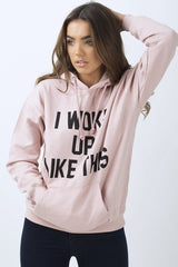 Pink 'I Woke Up Like This' Slogan Hoodie - Bey-Loungewear