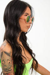 Pink Iridescent Lens Round Frame Sunglasses - Teia-Sunglasses