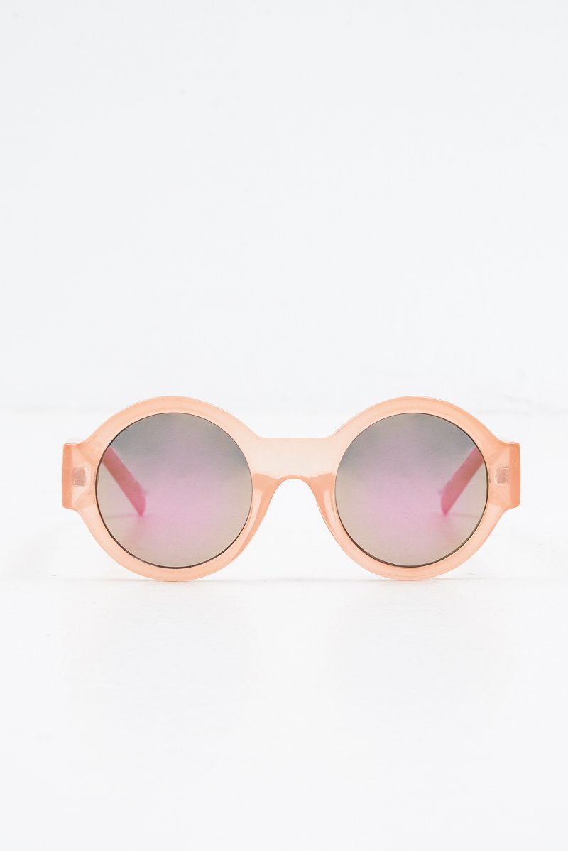 Pink Iridescent Lens Round Frame Sunglasses - Teia-Sunglasses