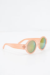 Pink Iridescent Lens Round Frame Sunglasses - Teia-Sunglasses