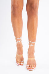 Pink Iridescent Patent Snake Strappy Heels - Dasie-Shoes