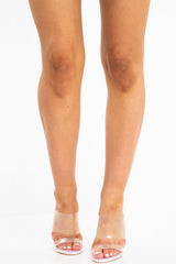 Pink Iridescent Snake Perspex Mule Heel - Gussie-Heels