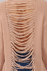 Pink Knitted Distressed Back Jumper Dress - Cara-Jumper