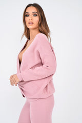 Pink Knot Front Knit Loungewear Set - Lorelei-Loungewear