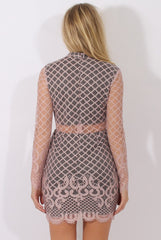 Pink Lace Bodycon Dress - Giselle-Dresses