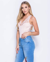 Pink Lace Bodysuit - Aubrey-Bodysuits