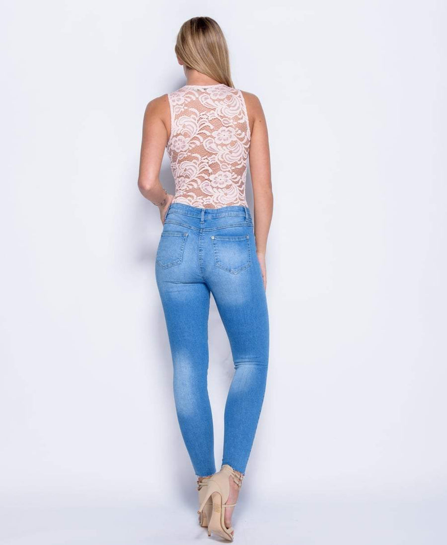 Pink Lace Bodysuit - Aubrey-Bodysuits