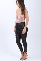 Pink Lace Choker Bodysuit- Holly-Bodysuits