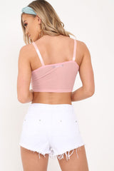 Pink Lace Clasp Front Bralet - Alline-Bralets