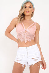 Pink Lace Clasp Front Bralet - Alline-Bralets