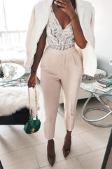 Pink Lace Cross Back Bodysuit - Brogan-Bodysuits