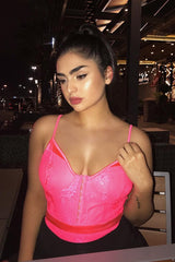 Pink Lace Hook Front Bodysuit - Sabrina-Bodysuits