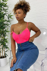 Pink Lace Hook Front Bodysuit - Sabrina-Bodysuits