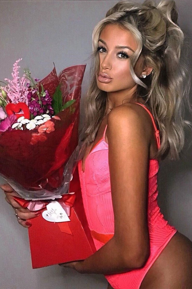 Pink Lace Hook Front Bodysuit - Sabrina-Bodysuits