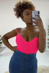 Pink Lace Hook Front Bodysuit - Sabrina-Bodysuits