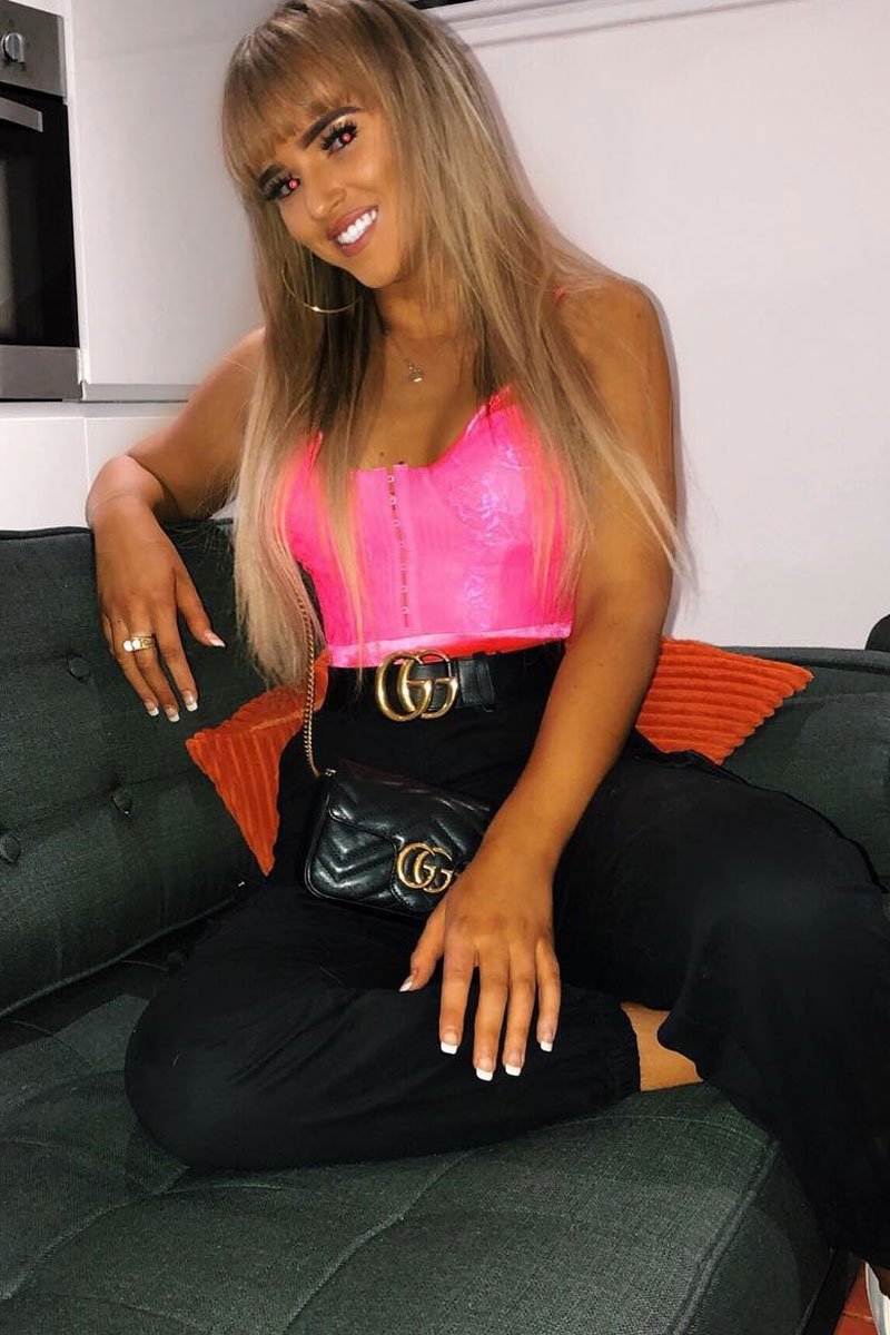 Pink Lace Hook Front Bodysuit - Sabrina-Bodysuits
