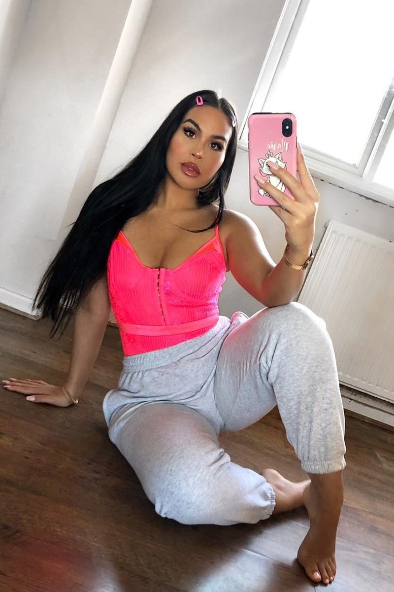 Pink Lace Hook Front Bodysuit - Sabrina-Bodysuits
