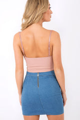 Pink Lace Up Crop Top - Cindi-Crop Tops