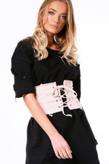 Pink Lace Up Raw Edge Corset Belt - Missy-Belts