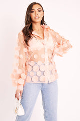 Pink Layered Applique Mesh Shirt - Nikkie-Shirts