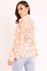 Pink Layered Applique Mesh Shirt - Nikkie-Shirts