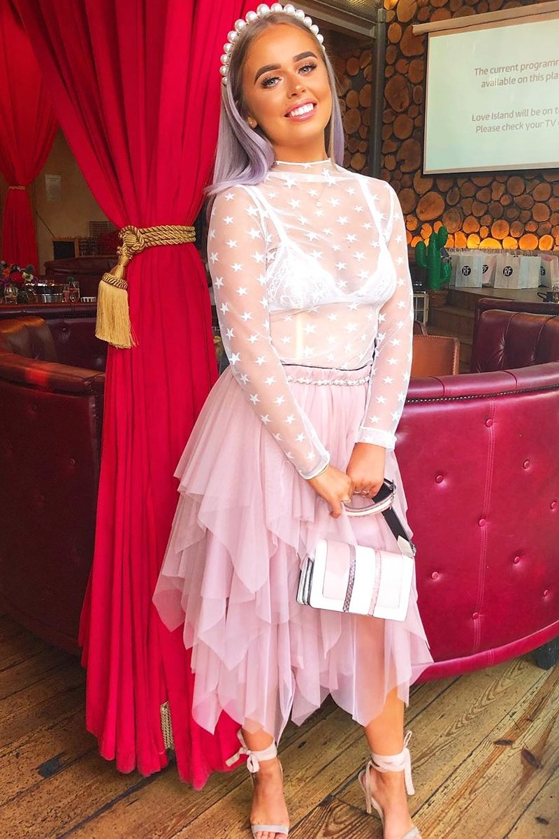 Pink Layered Tulle Midi Skirt - Laveta-Skirts