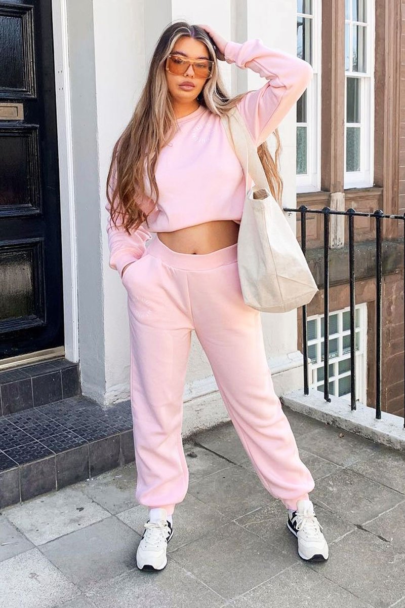 Pink 'Lazy Girls Club' Slogan Joggers - Sahra-Joggers