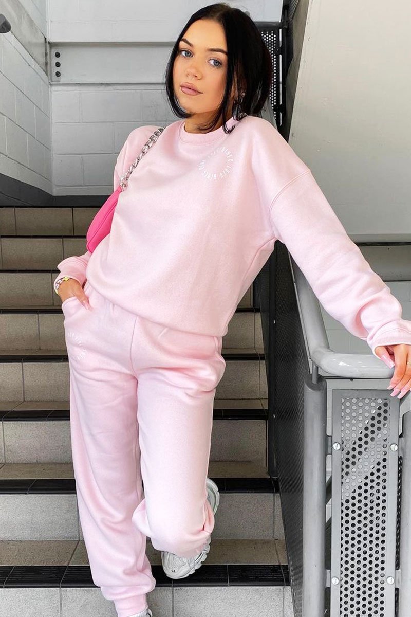 Pink 'Lazy Girls Club' Slogan Joggers - Sahra-Joggers