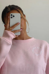 Pink 'Lazy Girls Club' Slogan Sweatshirt - Leila-Sweatshirts