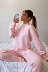 Pink 'Lazy Girls Club' Slogan Sweatshirt - Leila-Sweatshirts